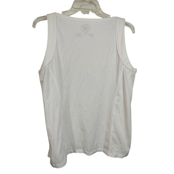 3862) Chaus White Square Neck Organic Cotton Tank Top XL - Picture 2 of 5